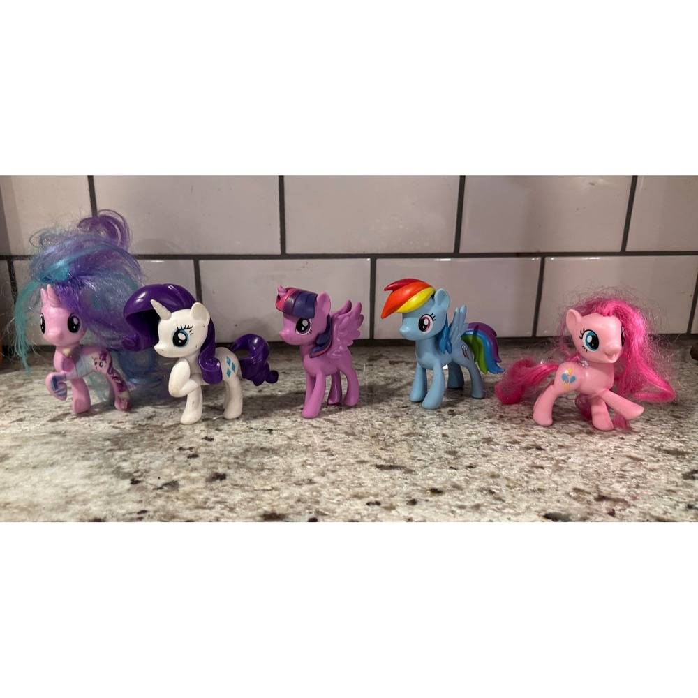 My Little Pony Figure Lot 5pc Rainbow Dash Twilight Sparkle Pinkie Pie Rarity 3"